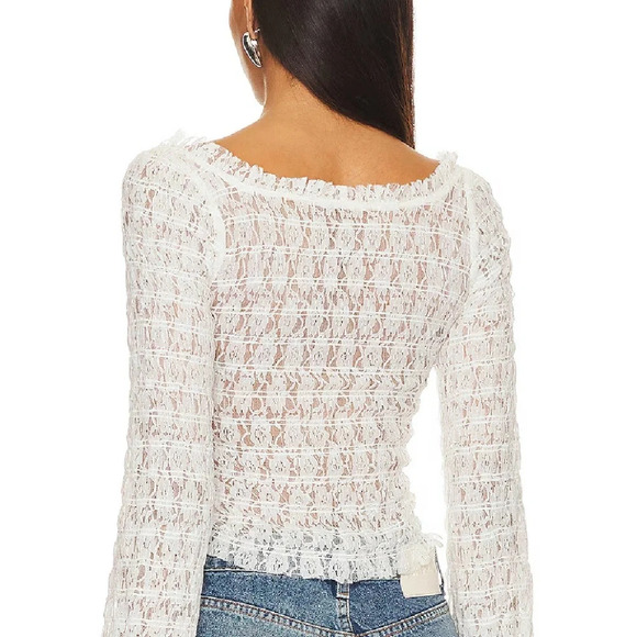 NWT Free People Madison Top - Size Medium - Color : White - Lace - Picture 2 of 11